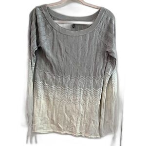 White House Black Market Ombre Grey-Cream Sparkly Dressy Casual Lng Sleeve Top M